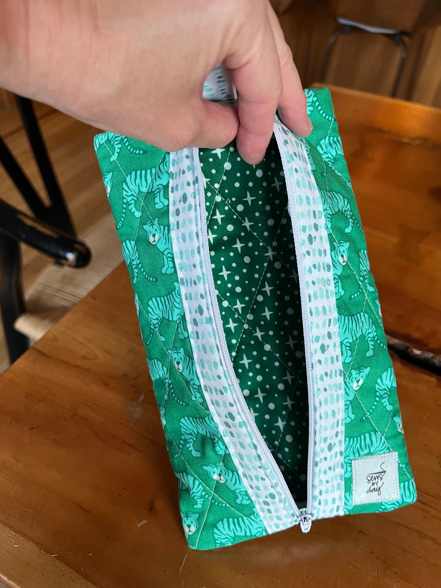 Medium Pouch: Green Tigers Green Spots