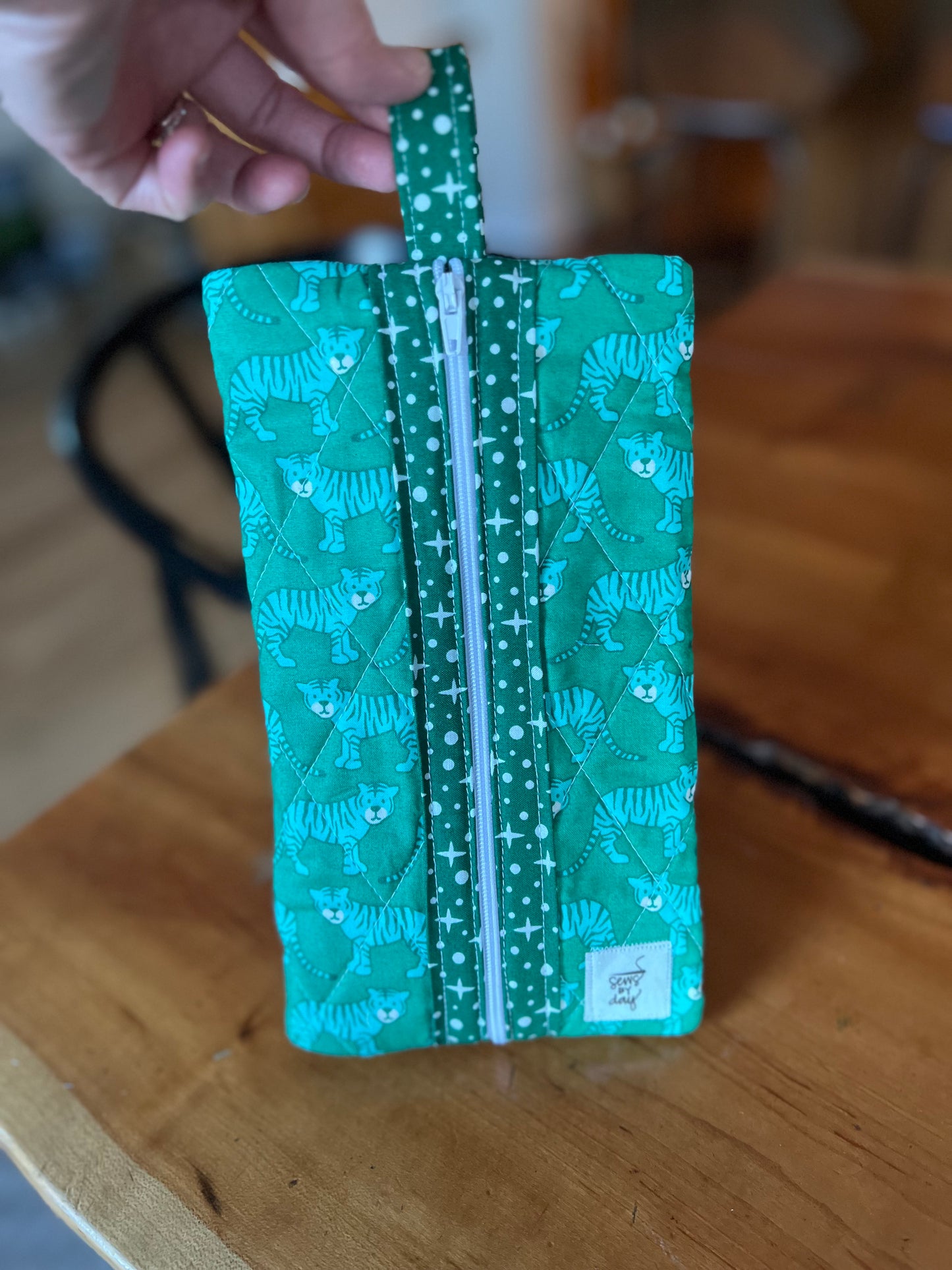 Medium Pouch: Green Tigers Green Stars