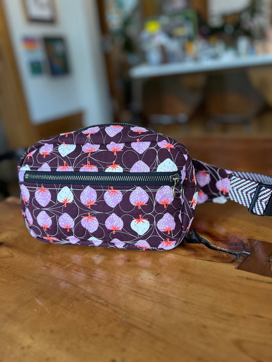 Crossbody Bag: Burgundy Strawberries
