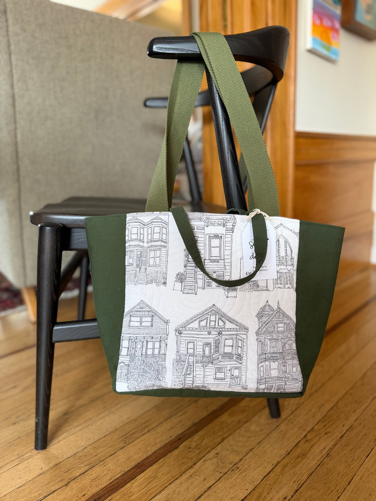 Everyday Tote: Green with SF Homes Front