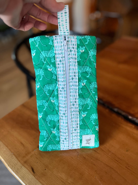 Medium Pouch: Green Tigers Green Spots