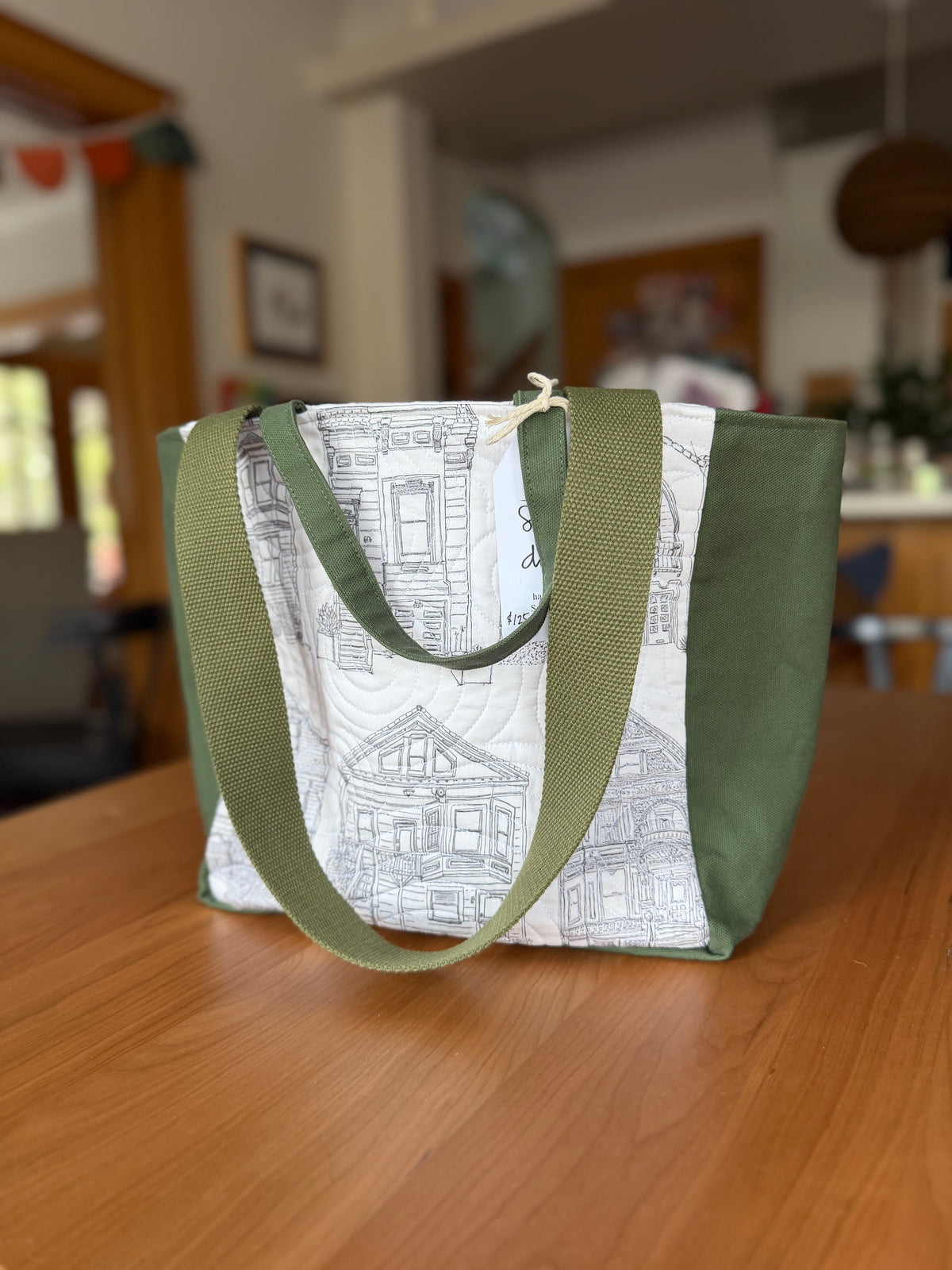 Everyday Tote: Green with SF Homes Front