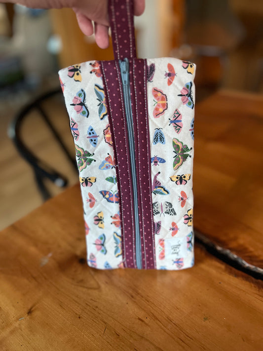 Medium Pouch: Colorful Butterflies Plum Binding