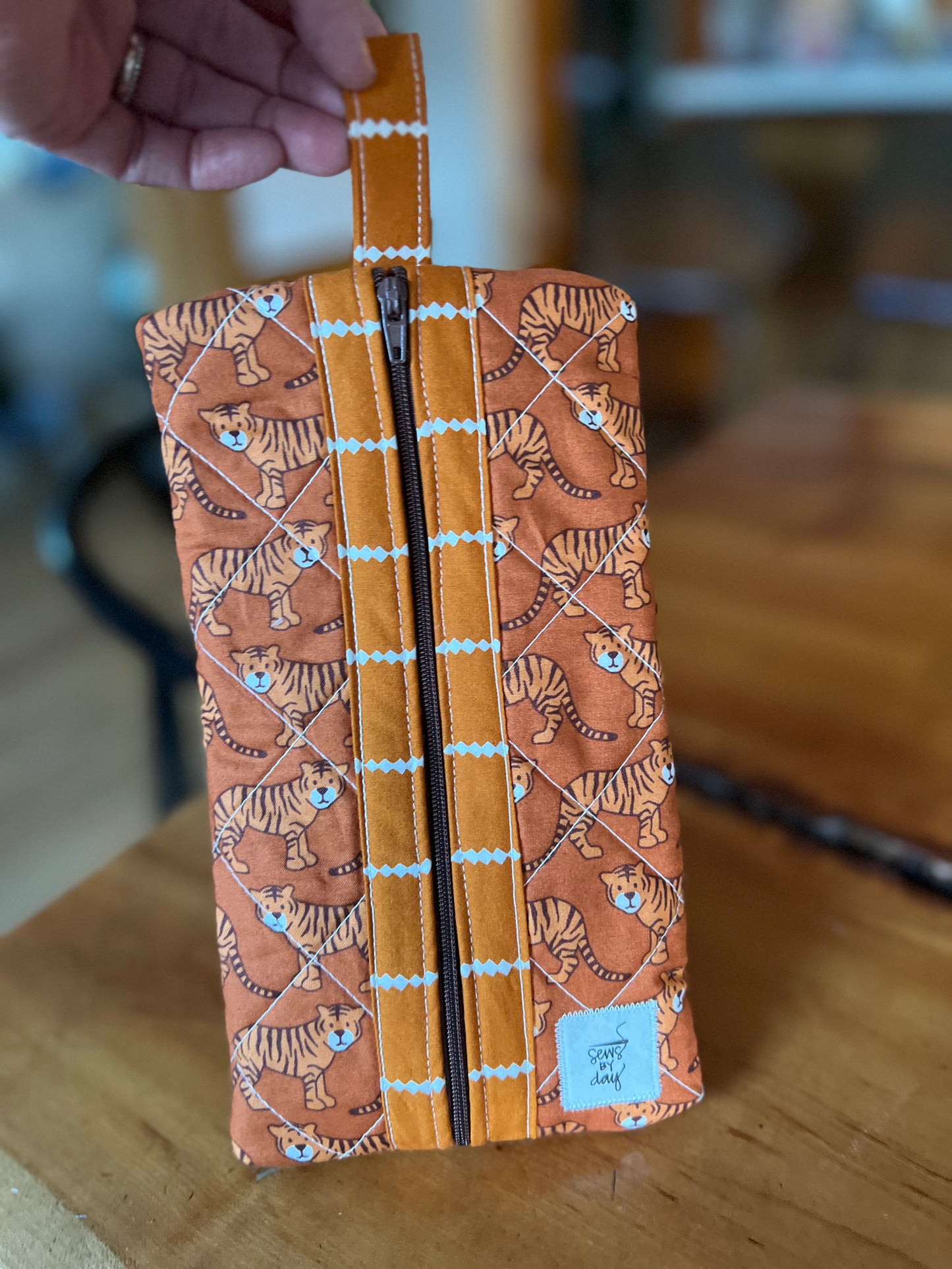 Medium Pouch: Orange Tigers Striped Binding