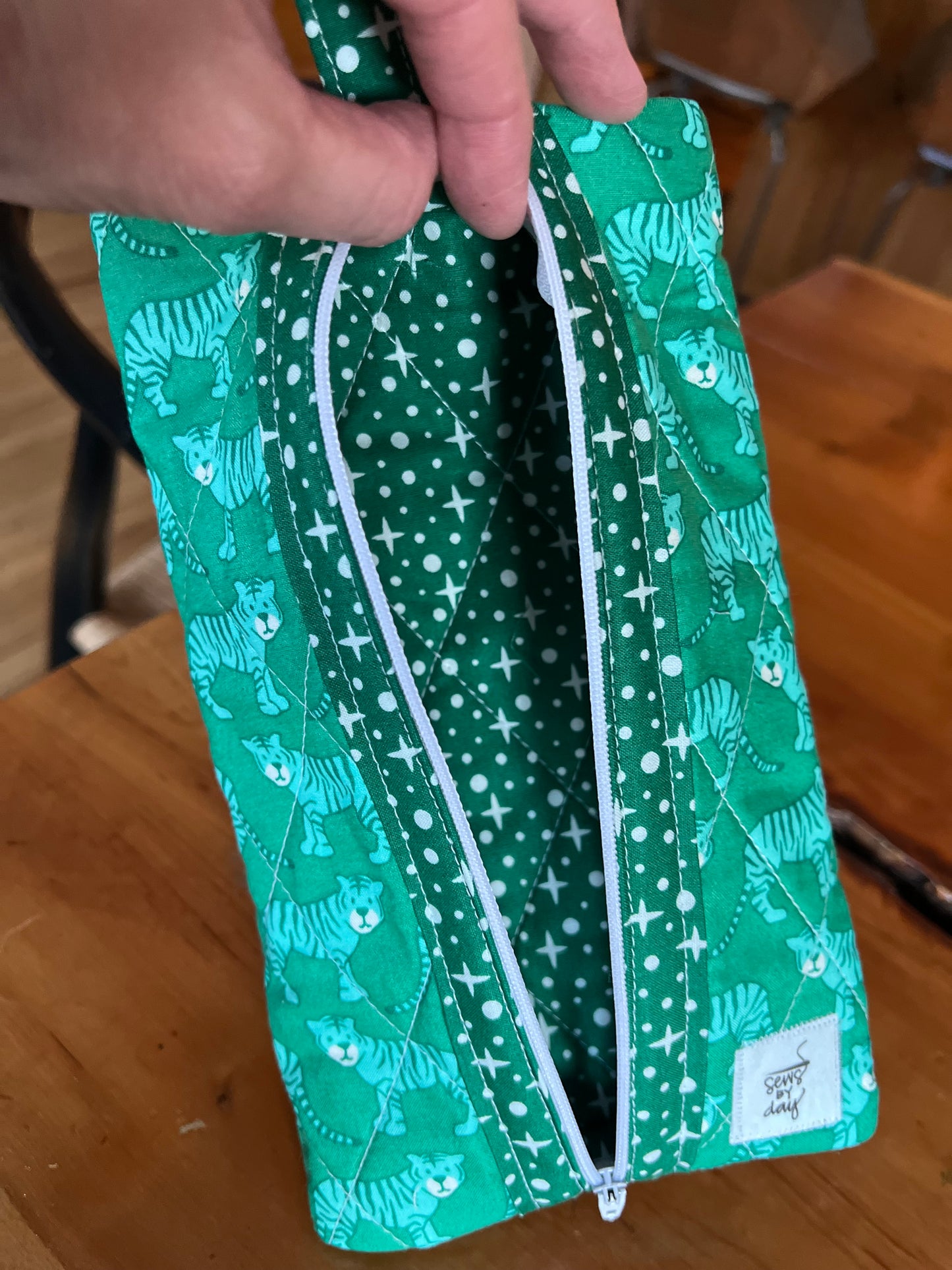 Medium Pouch: Green Tigers Green Stars