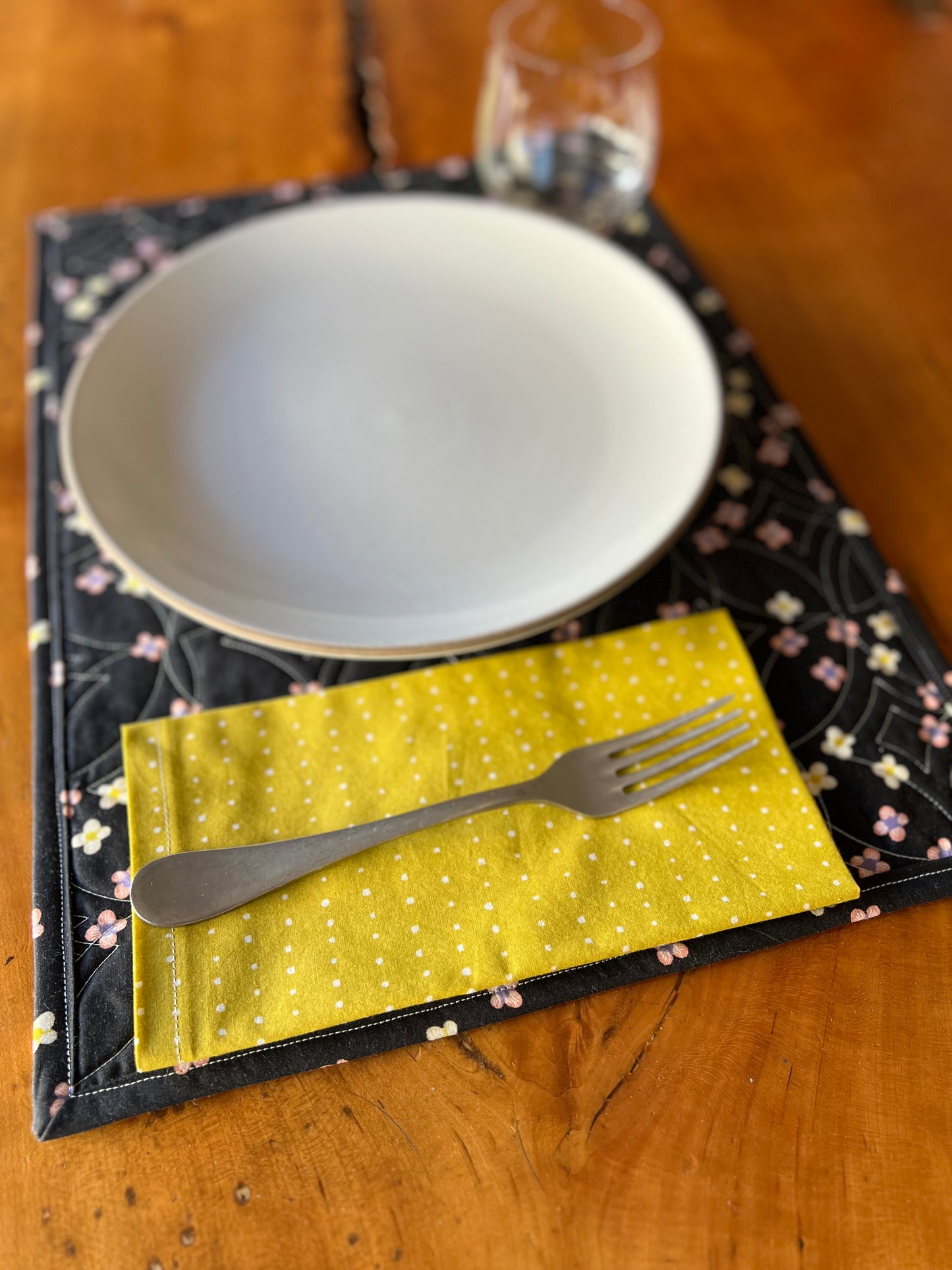 2 Mustard Dot Napkins