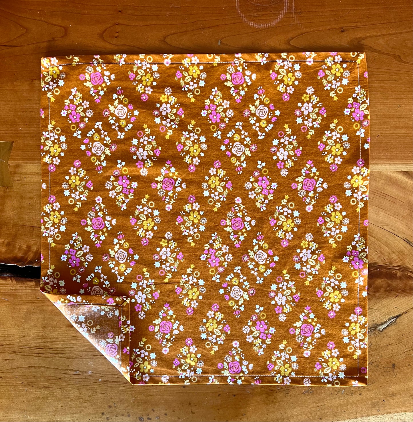 2 Orange Floral Napkins