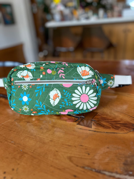 Crossbody Bag: Green Floral