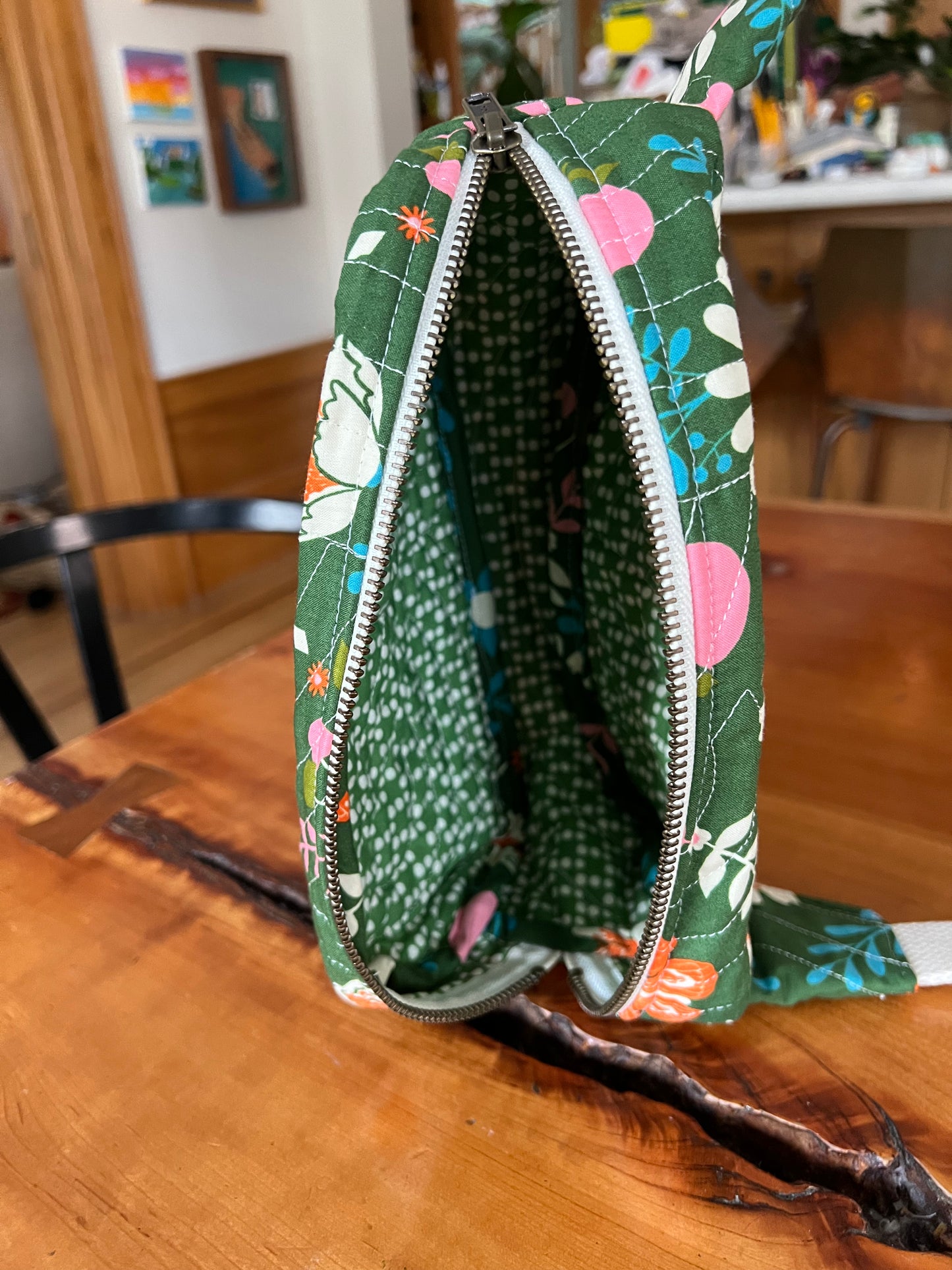 Crossbody Bag: Green Floral