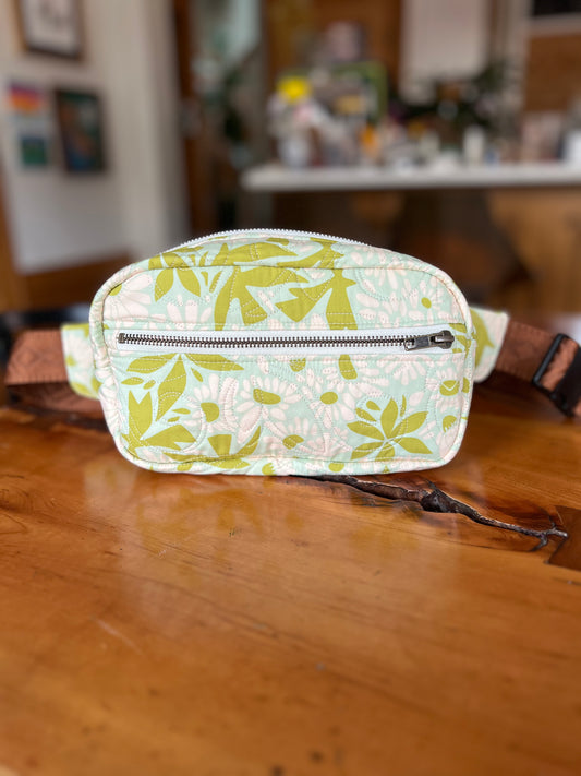 Crossbody Bag: Pastel Green Birds