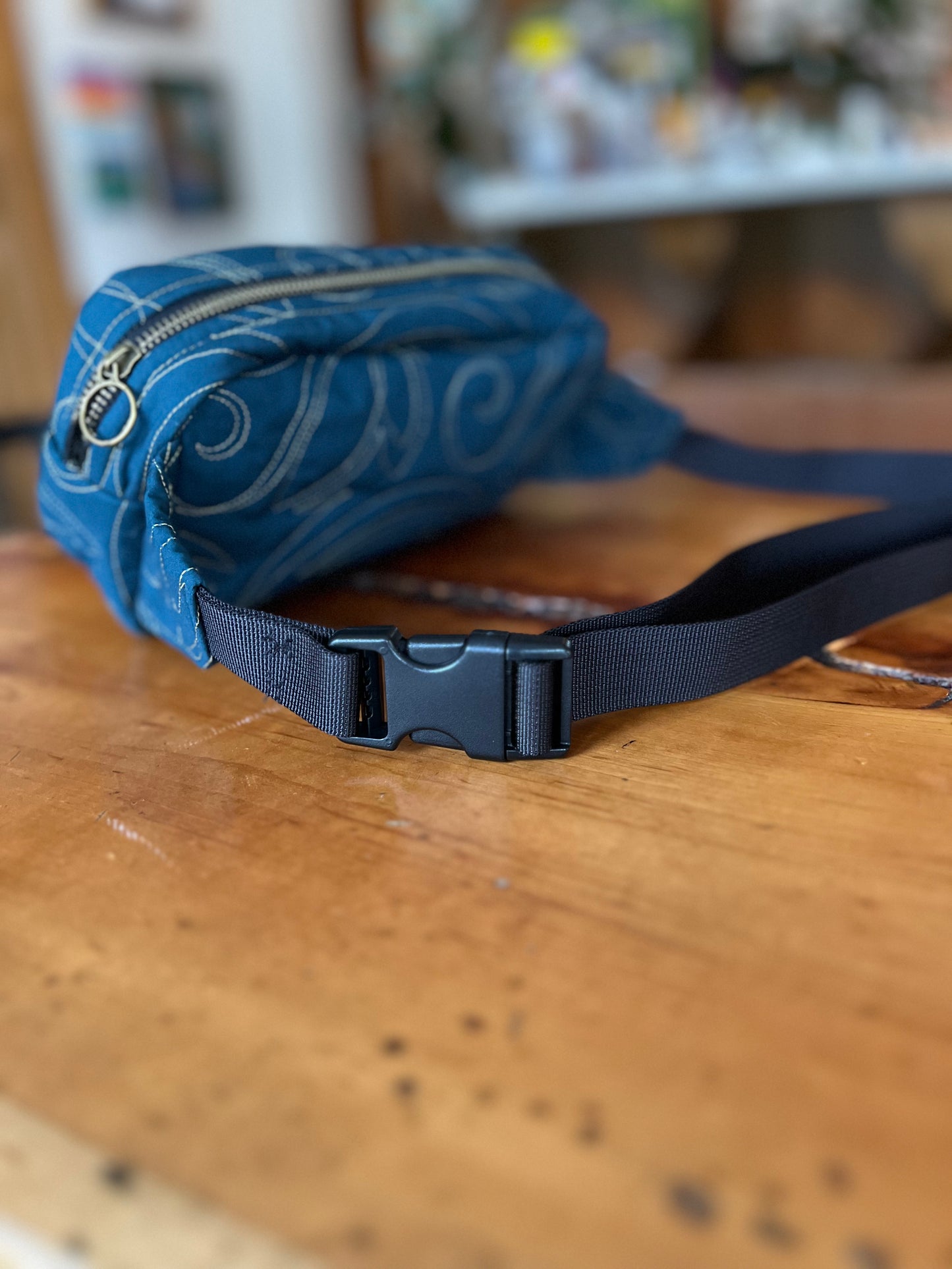 Crossbody Bag: Dark Teal Bronze Zipper
