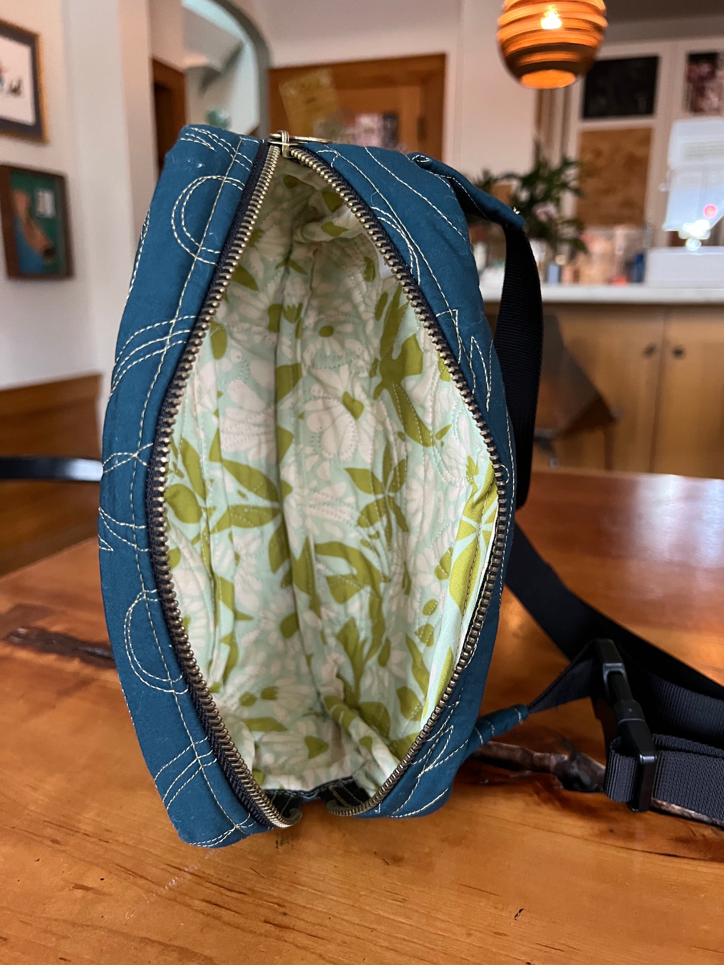 Crossbody Bag: Dark Teal Bronze Zipper