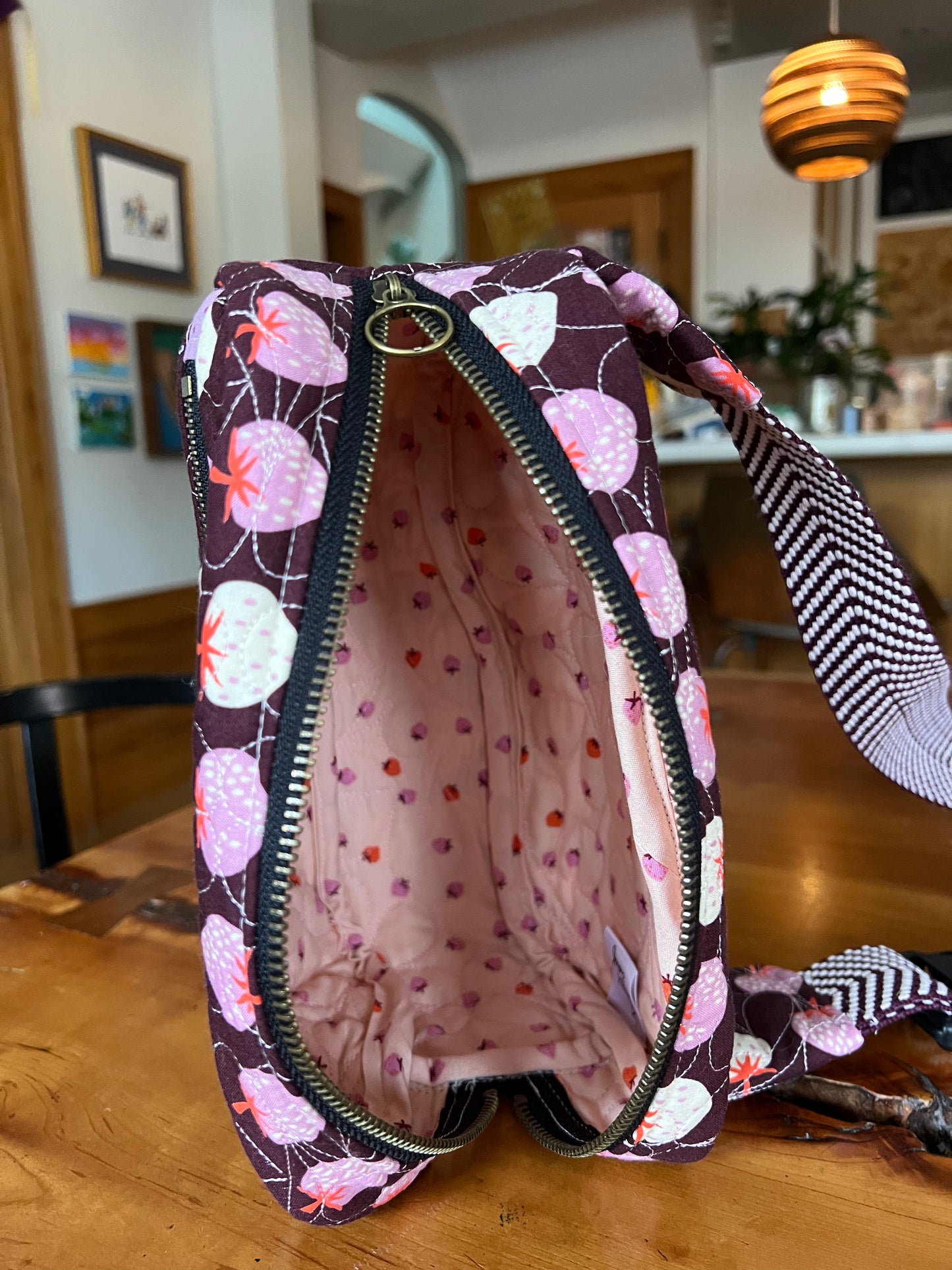 Crossbody Bag: Burgundy Strawberries