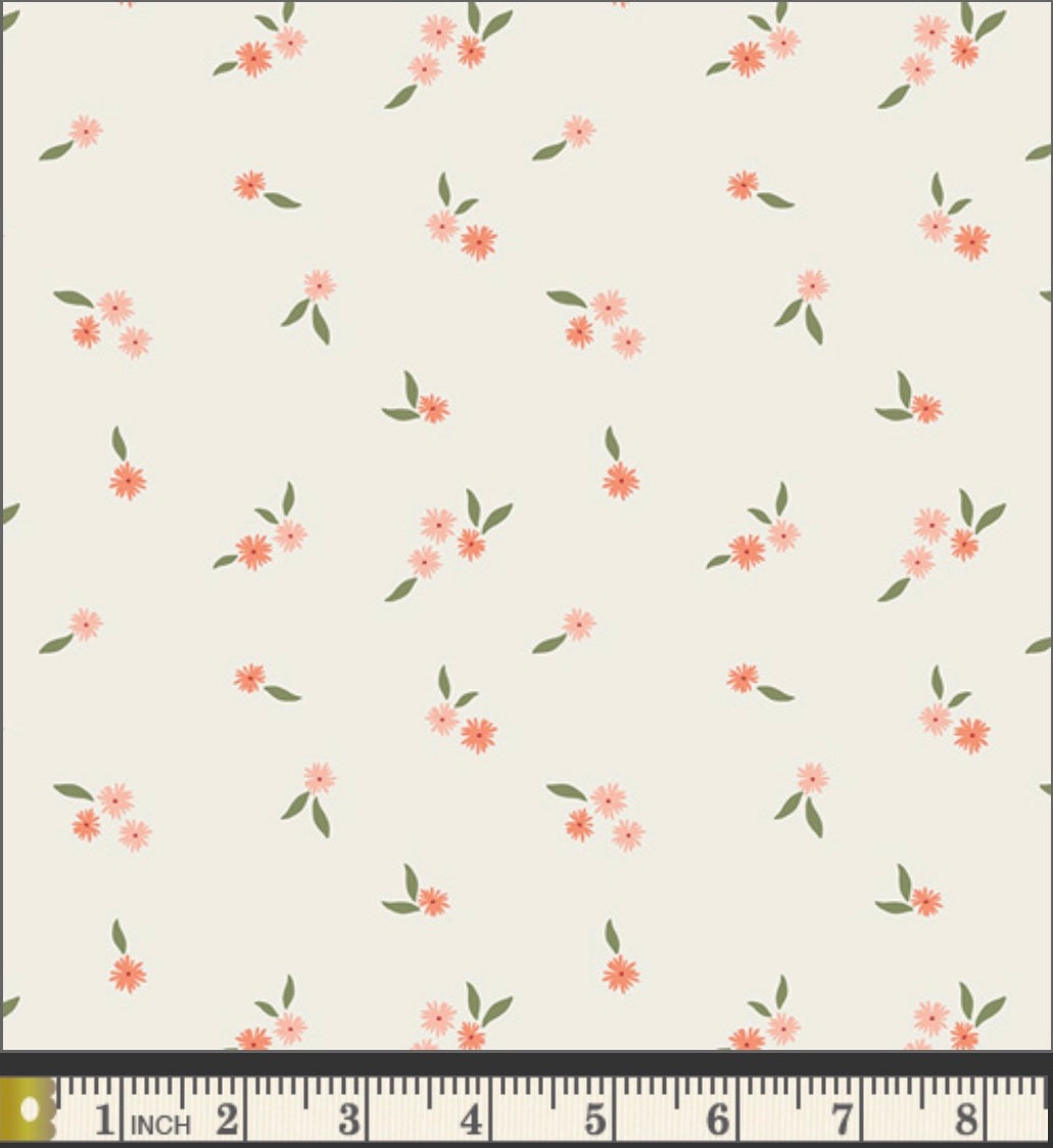 Floral pattern on a white background with a ruler at the bottom.
