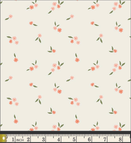 Floral pattern on a white background with a ruler at the bottom.
